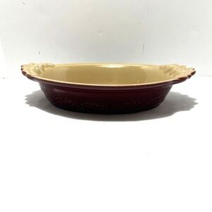 Appolia Red Ceramic Leaf Oval Casserole Bake Oven Dish Stoneware France